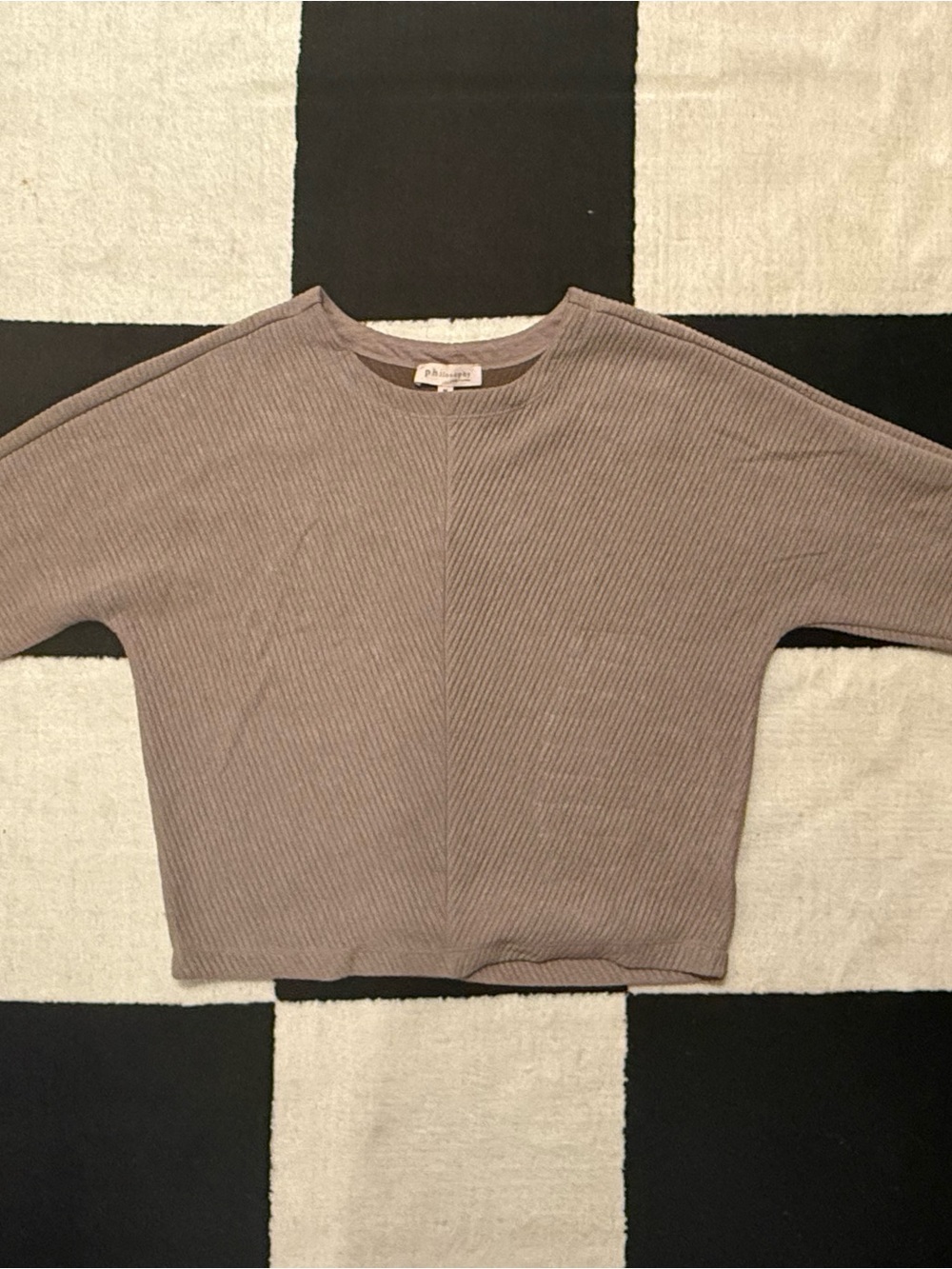 Philosophy Taupe Ribbed Crewneck Sweater